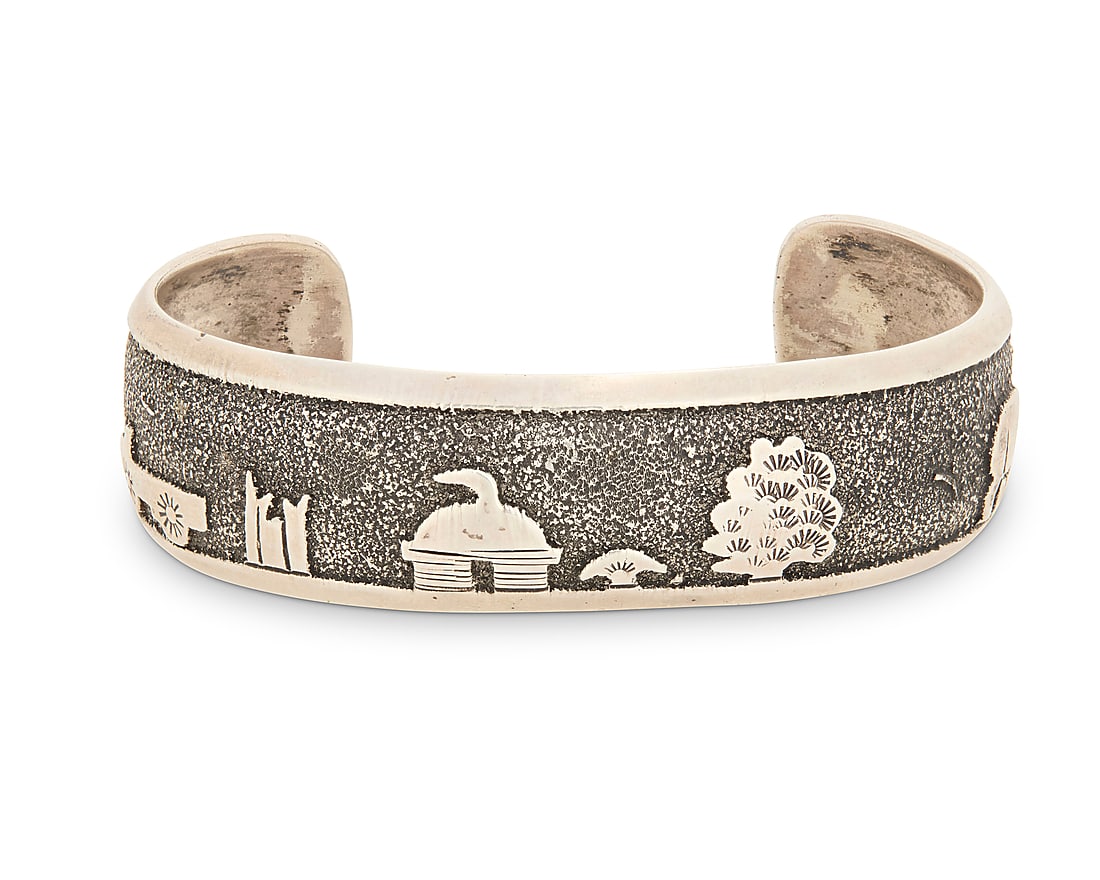 A Tommy Singer Navajo sterling silver Storyteller cuff bracelet (1 of 4)