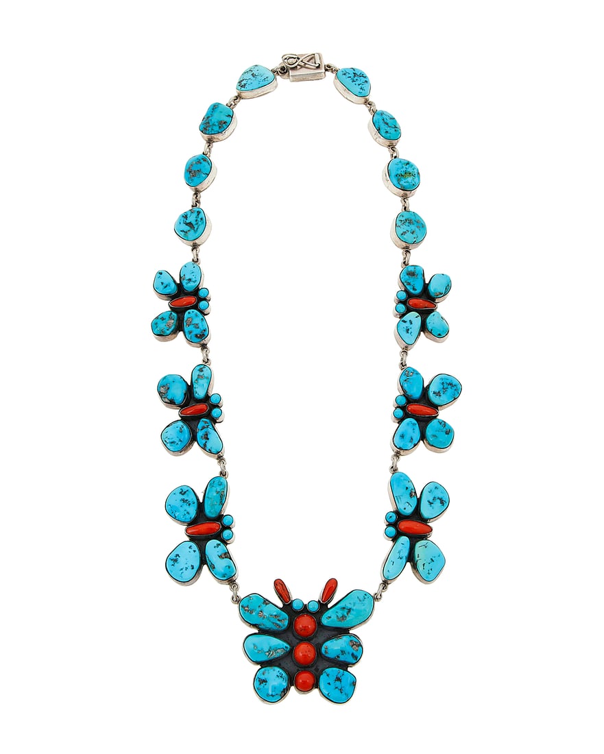 A Federico Jimenez turquoise and coral butterfly necklace (1 of 2)