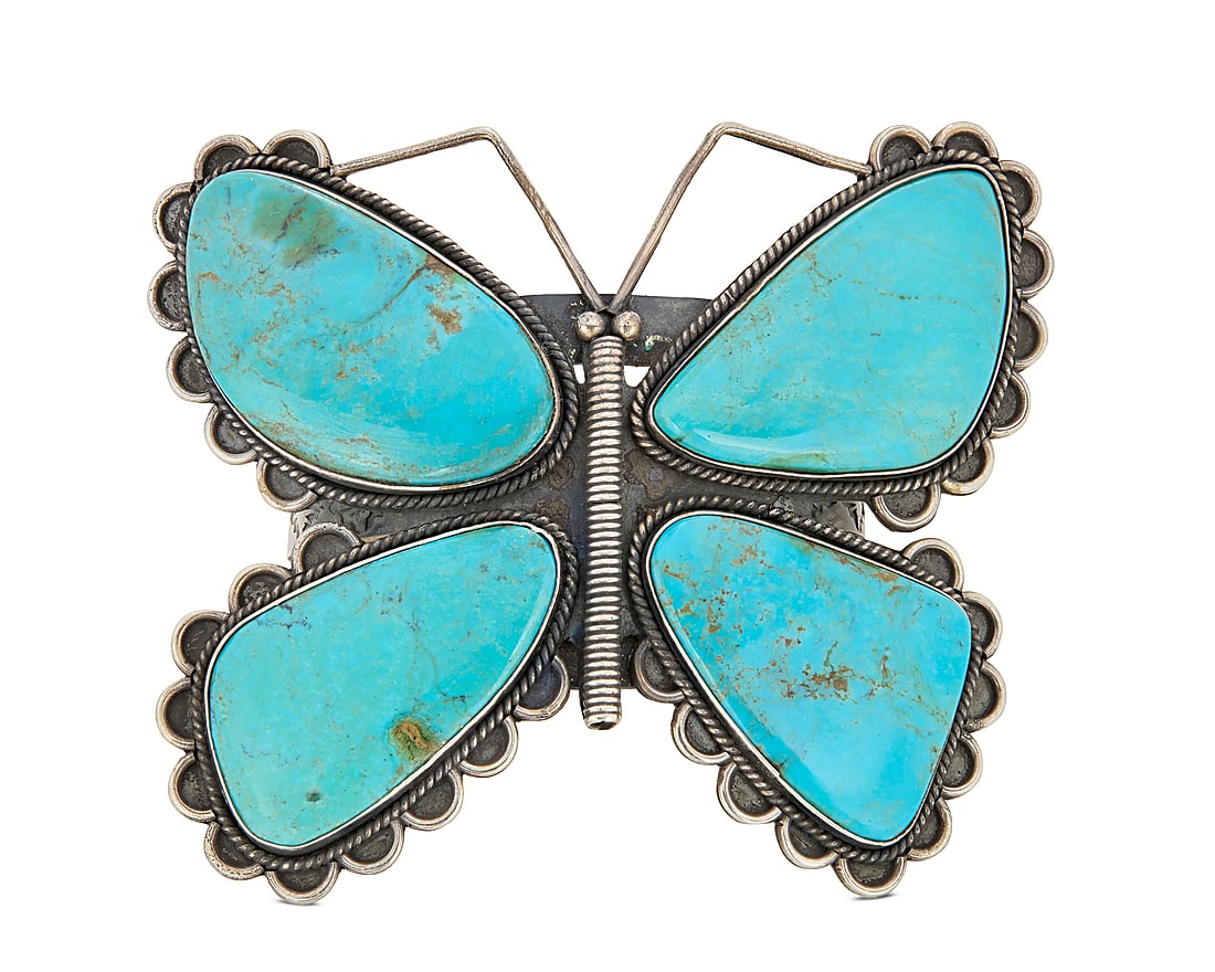 A large Federico Jimenez turquoise butterfly cuff bracelet (1 of 2)