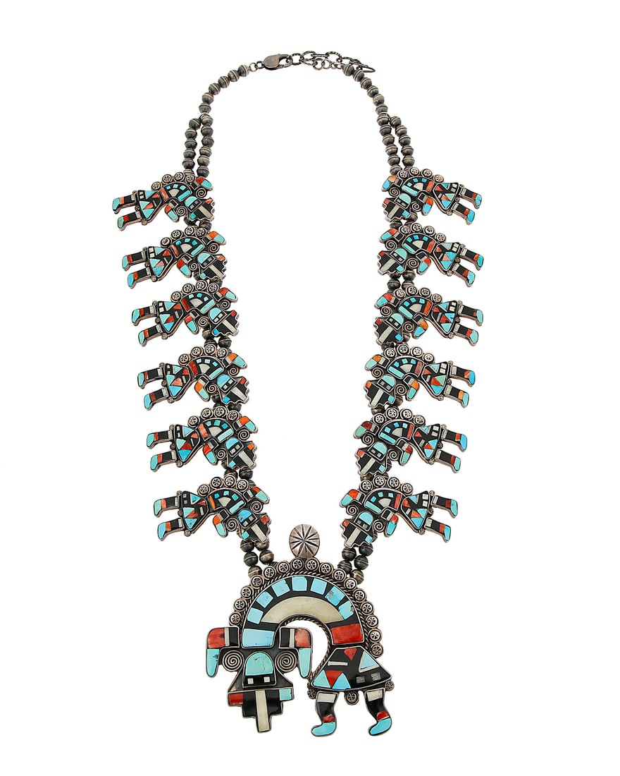 A Federico Jimenez Rainbow Guardian multistone inlay squash blossom necklace (1 of 2)