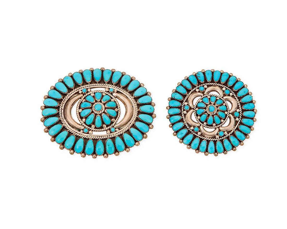 A set of Lorraine Waatsa Zuni sterling silver and turquoise jewelry (1 of 2)