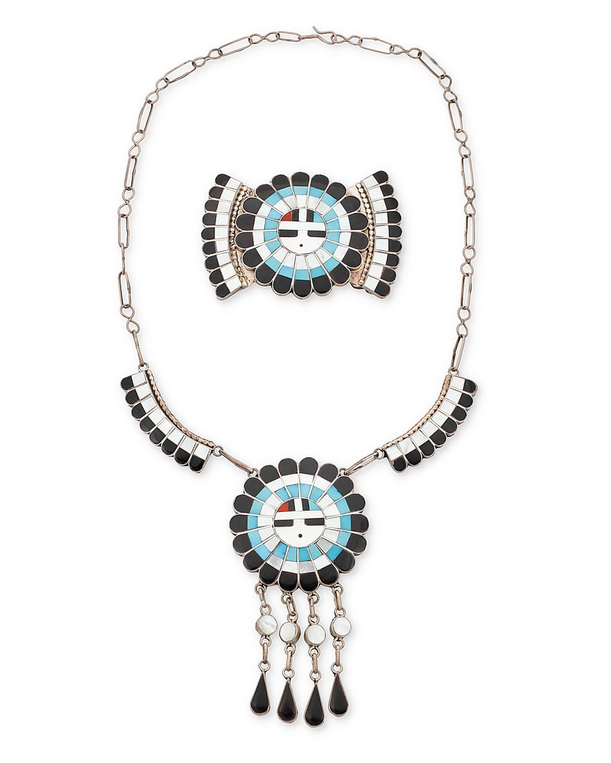 A set of J.D. Massie Zuni Sunface sterling silver and multistone inlay jewelry (1 of 2)