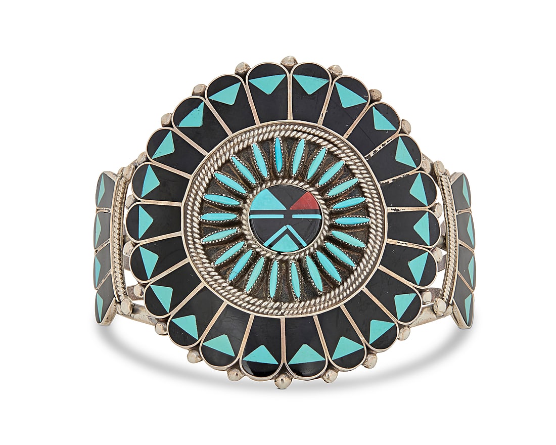 A Benjamin and Shirley Tzuni Zuni multistone inlay cuff bracelet (1 of 2)