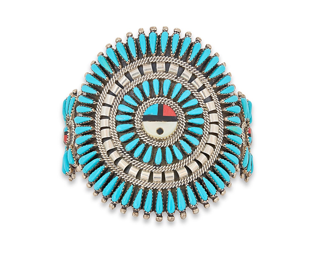 A Nathaniel & Rosemary Nez Navajo needlepoint turquoise cuff bracelet (1 of 2)