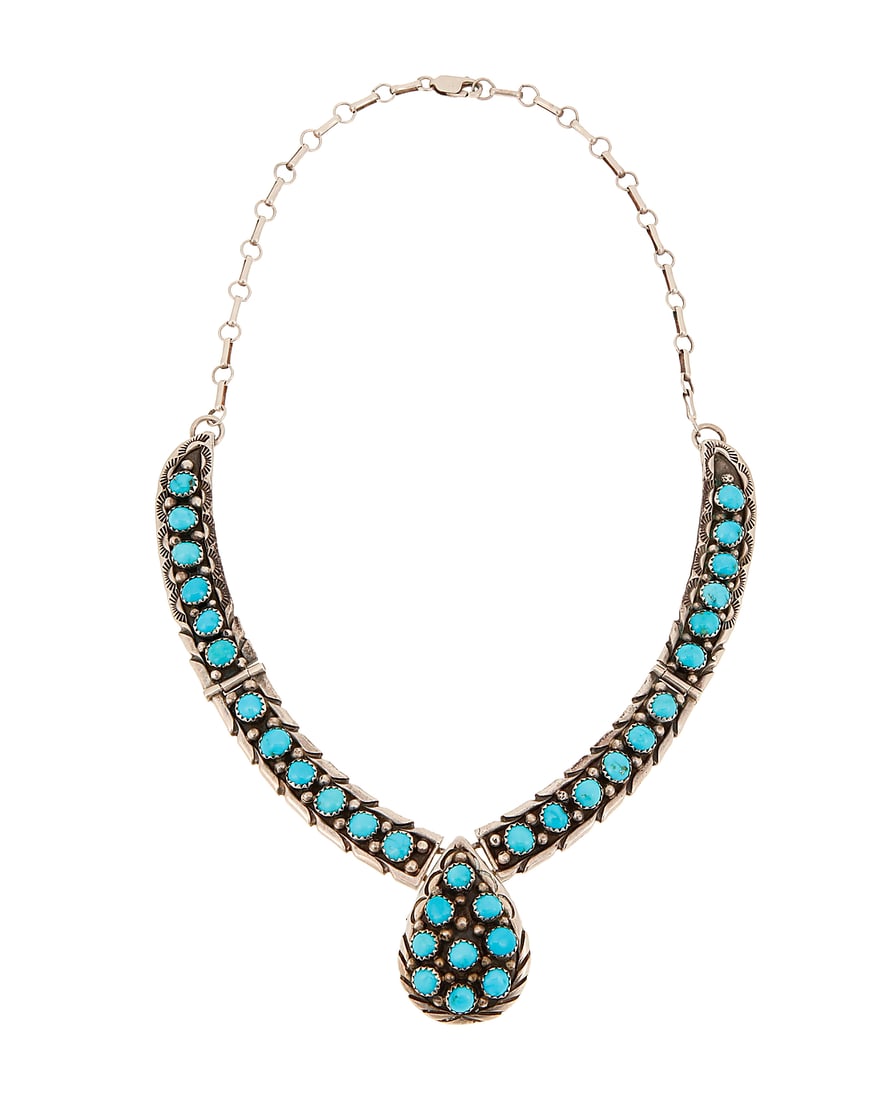 A Larry Moses Yazzie Navajo sterling silver & turquoise necklace (1 of 2)