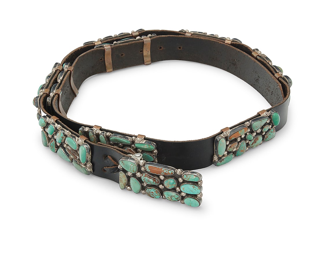 A Southwest sterling silver and turquoise concho belt (1 of 6)