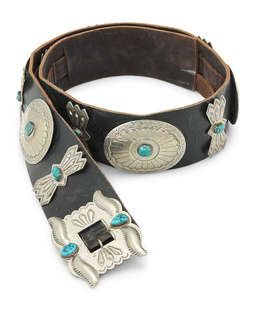 A Southwest style German silver and turquoise concho belt (1 of 6)