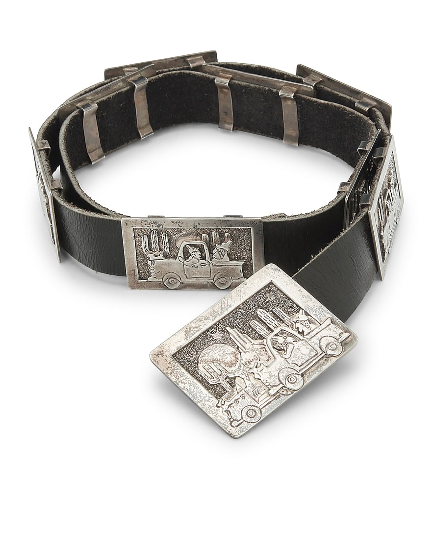 A Southwest sterling silver storyteller concho belt (1 of 6)