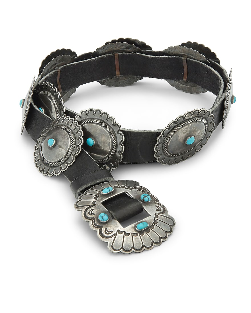 A Southwest sterling silver and turquoise concho belt (1 of 6)