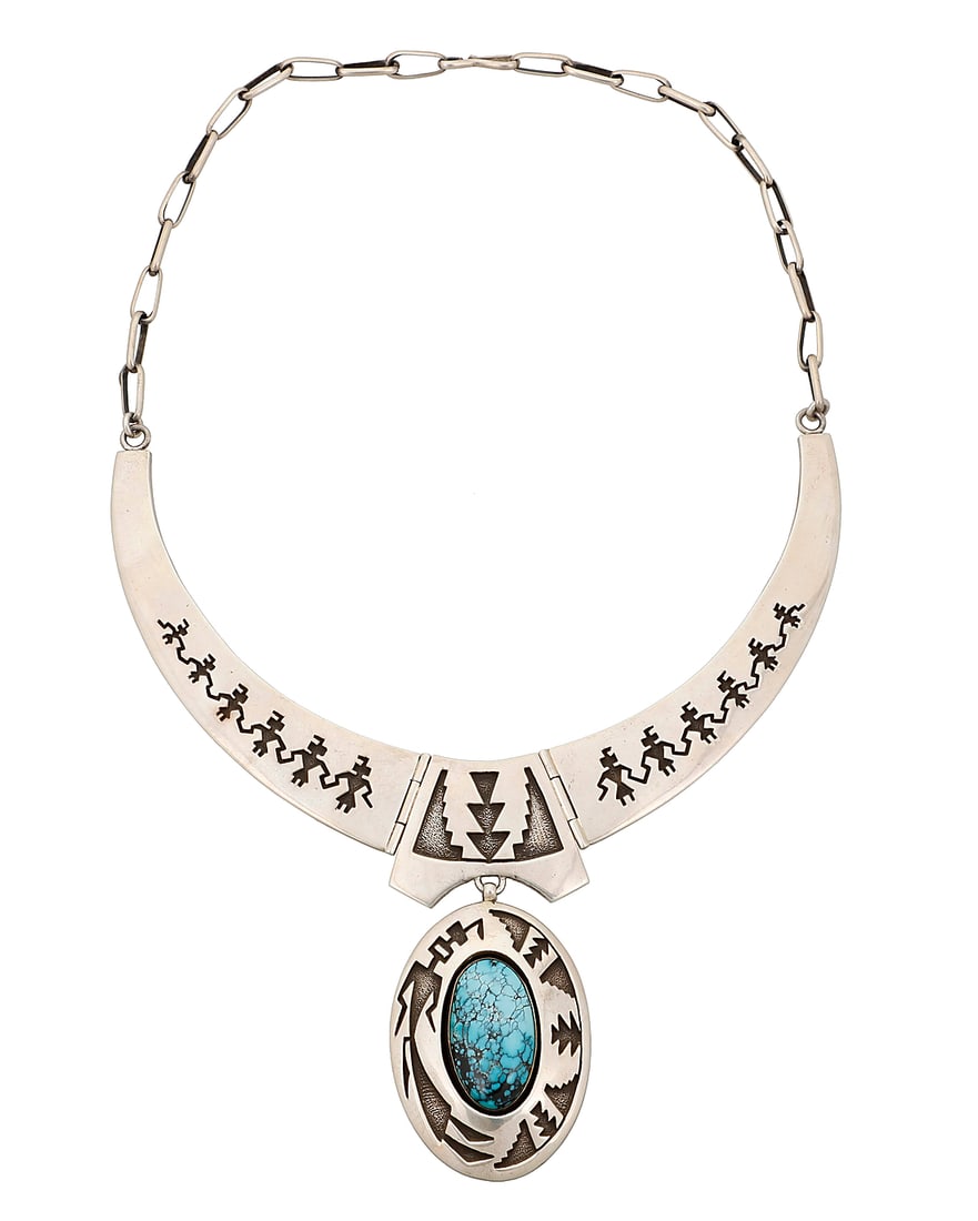 A Herman Vandever Navajo sterling silver and turquoise collar necklace (1 of 2)