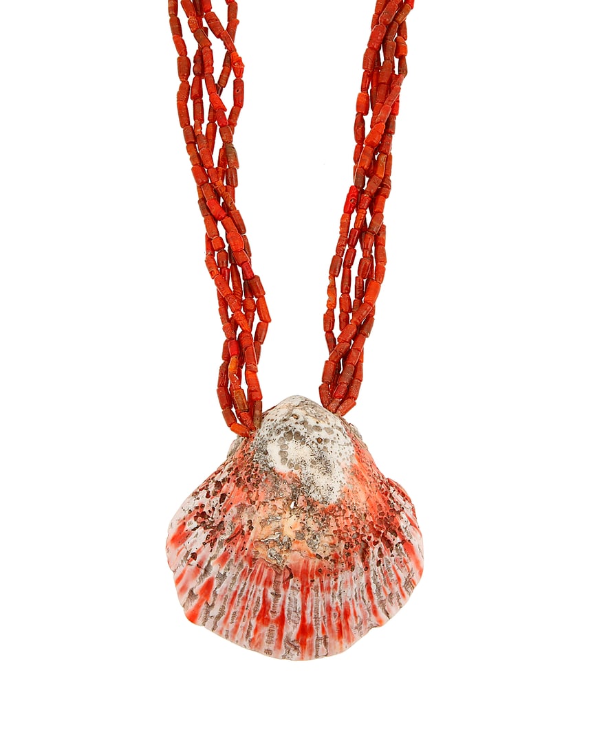 A Kewa/Santo Domingo Pueblo style multistrand coral necklace (1 of 3)