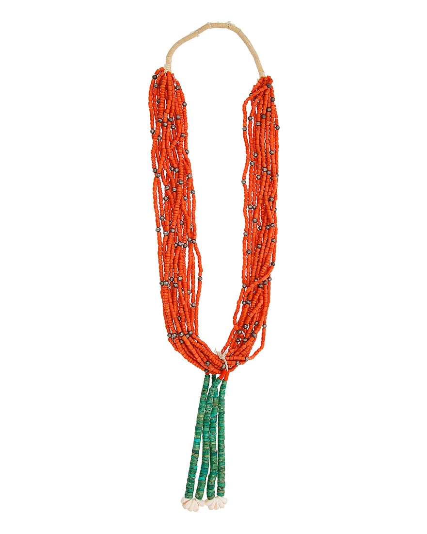 A Pueblo multistrand coral necklace with jaclas (1 of 3)