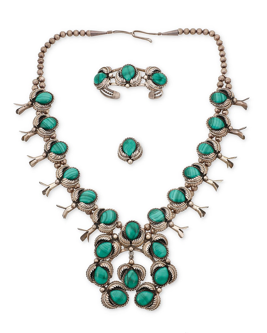A set of Southwest silver and malachite jewelry (1 of 2)