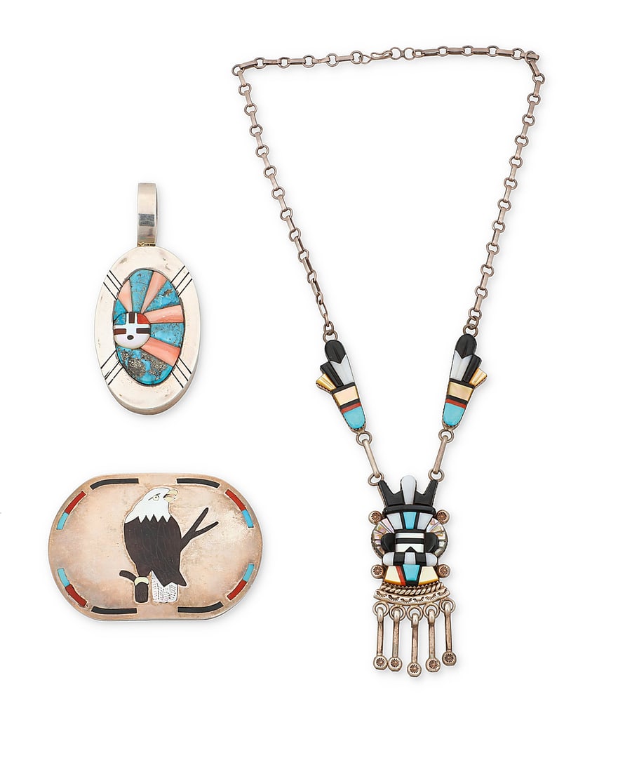 A group of Zuni Pueblo silver and multistone inlay jewelry (1 of 2)