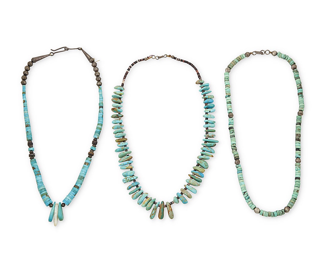 A group of Pueblo style turquoise bead necklaces (1 of 2)