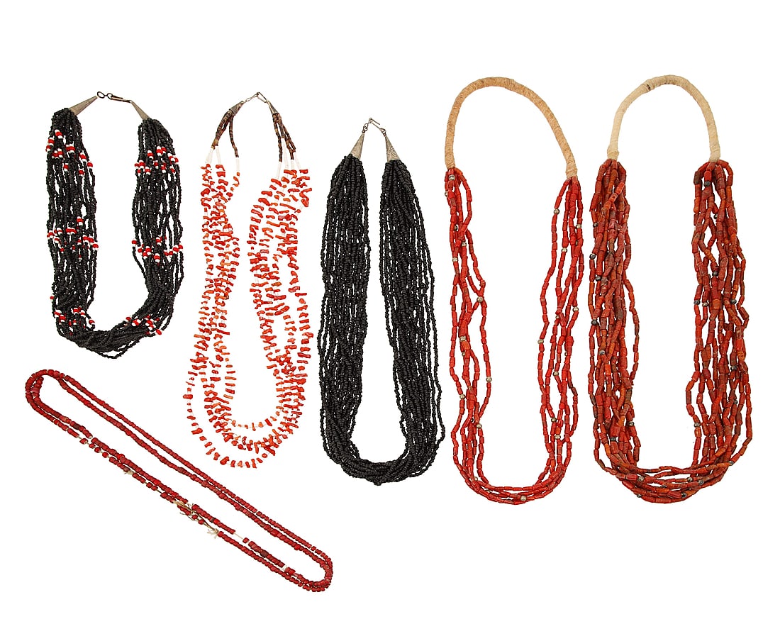 A group of Pueblo shell and trade bead necklaces (1 of 1)