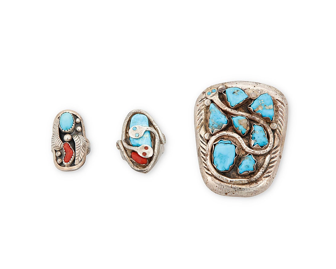 A group of Southwest sterling silver and stone set jewelry (1 of 2)