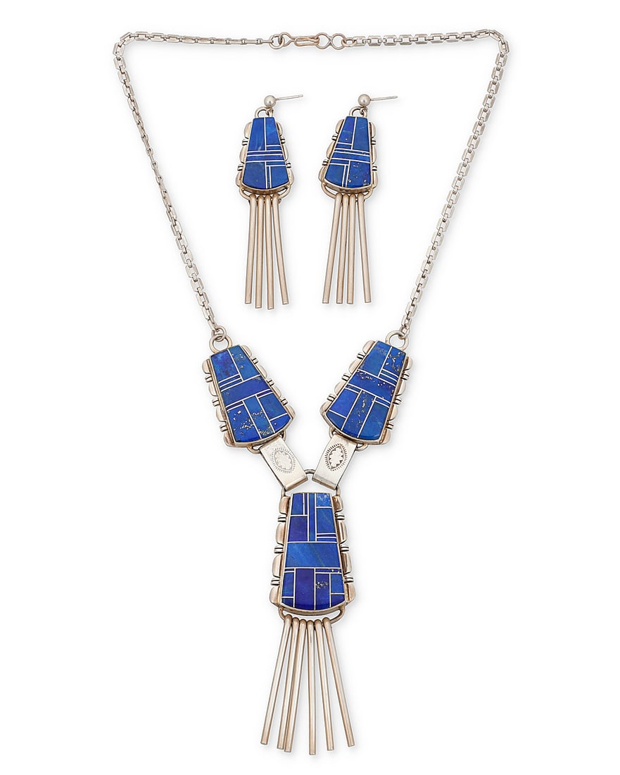 A set of John Charley Navajo sterling silver and lapis lazuli jewelry (1 of 2)