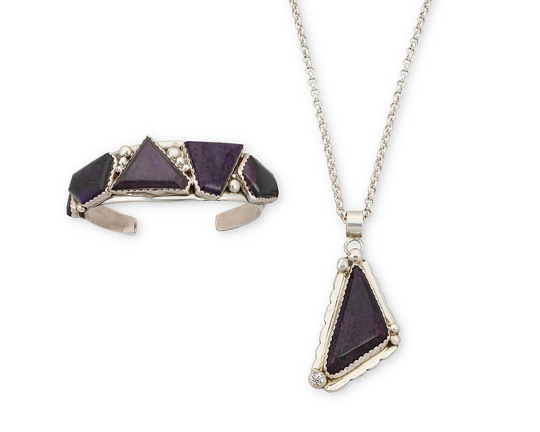 A set of Eric & Carol Fierro Navajo sterling silver and sugilite jewelry (1 of 2)