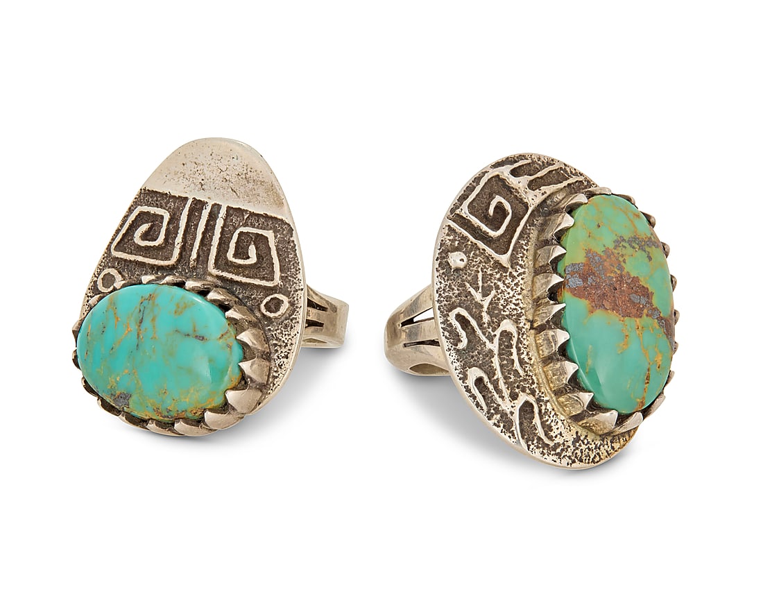 Two Harold Lovato Kewa sterling silver and turquoise rings (1 of 2)