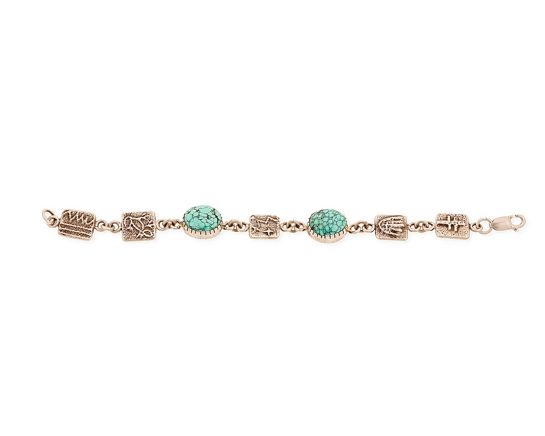 A Harold Lovato Kewa/Santo Domingo sterling silver and turquoise bracelet (1 of 3)