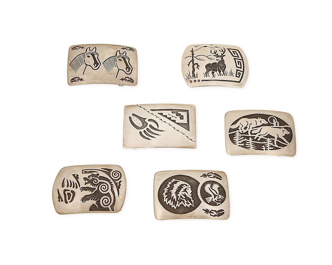 A group of Southwest sterling silver belt buckles (1 of 2)