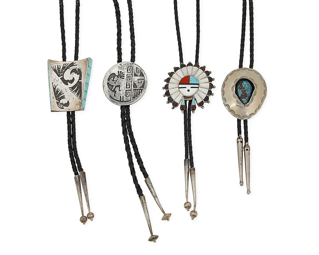 A group of Southwest silver bolo ties (1 of 2)