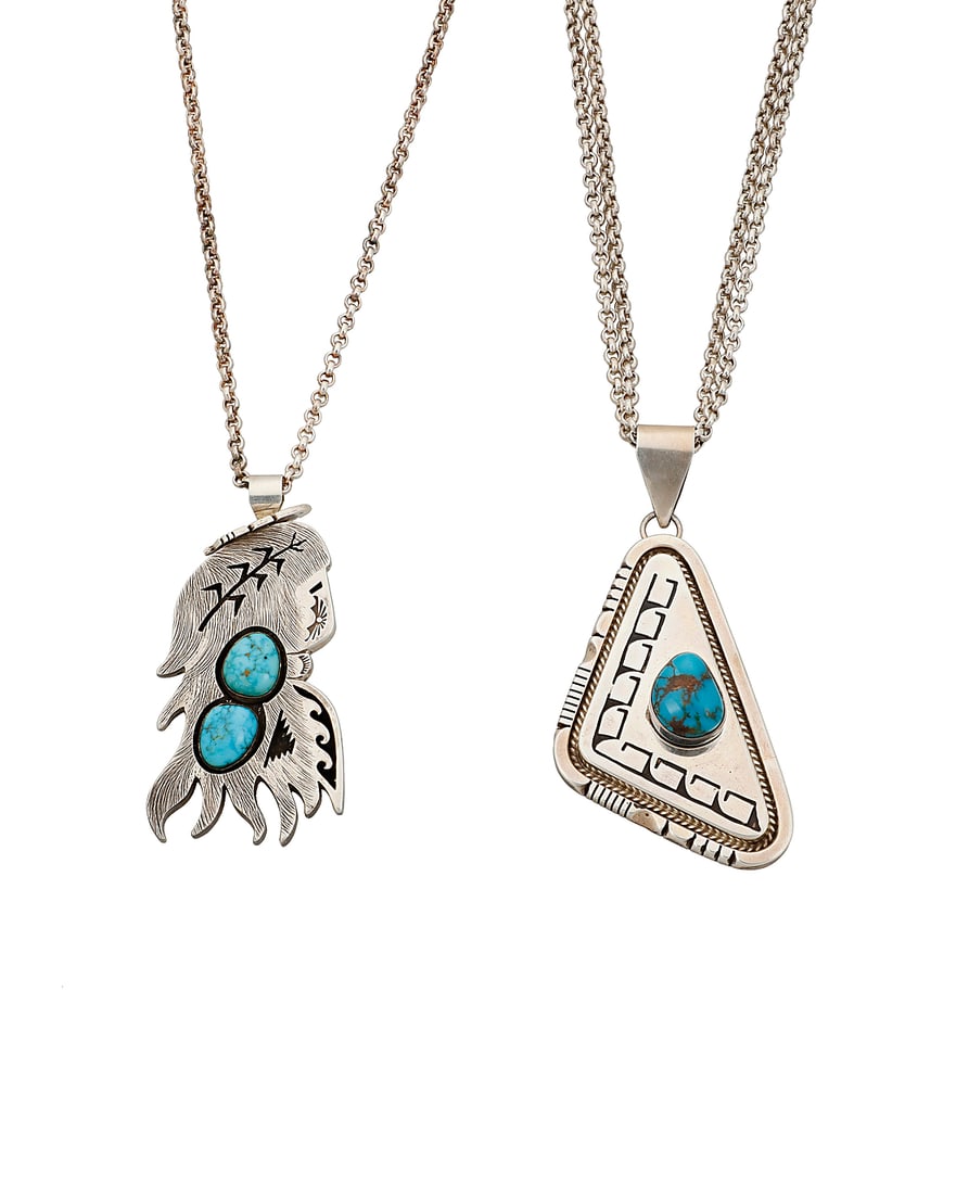 A group of Navajo sterling silver and turquoise necklaces (1 of 2)