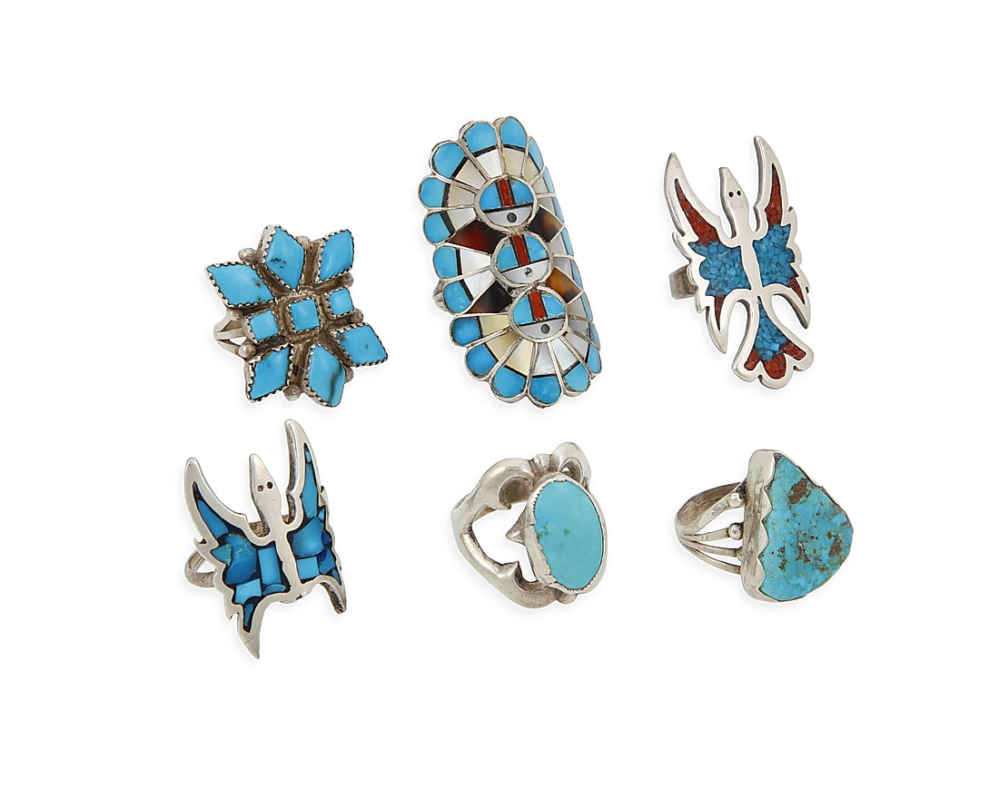 A group of Zuni Pueblo style silver rings (1 of 3)