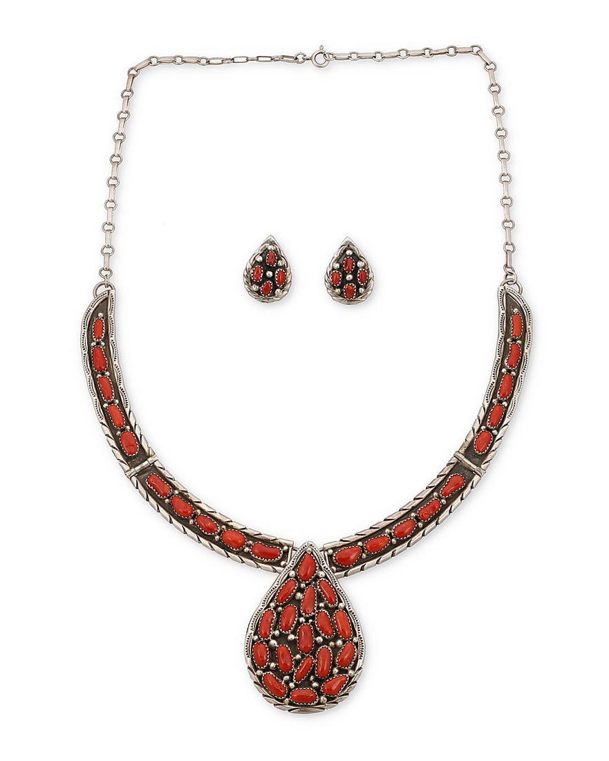 A set of Southwest sterling silver and coral jewelry (1 of 2)