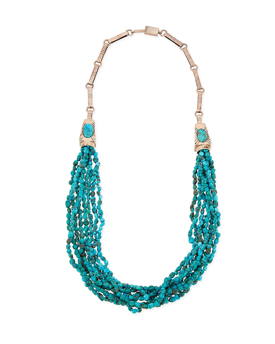 A Ric Laselute Zuni sterling silver and Kingman turquoise necklace (1 of 2)