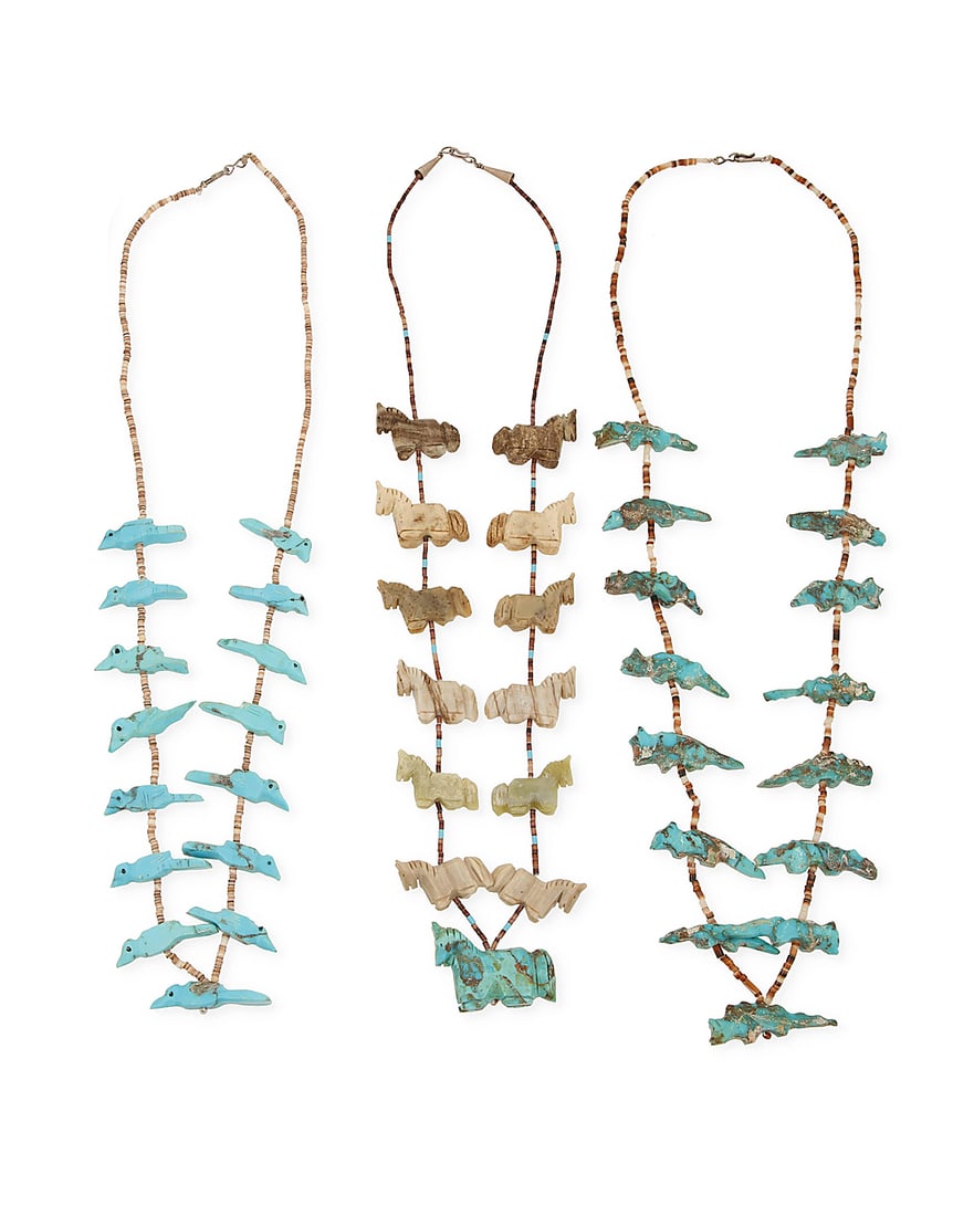 A group of Leonard Halate Zuni carved fetish necklaces (1 of 2)