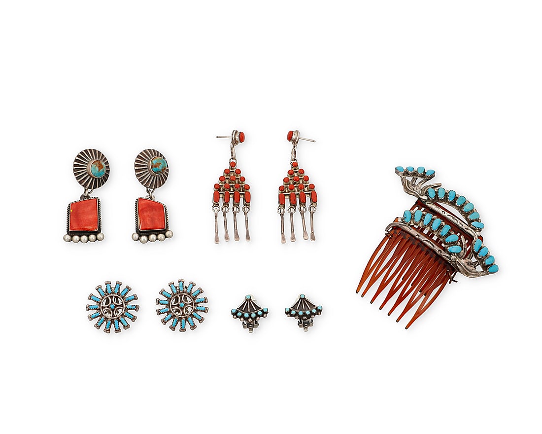 A group of Southwest silver stone set jewelry (1 of 2)