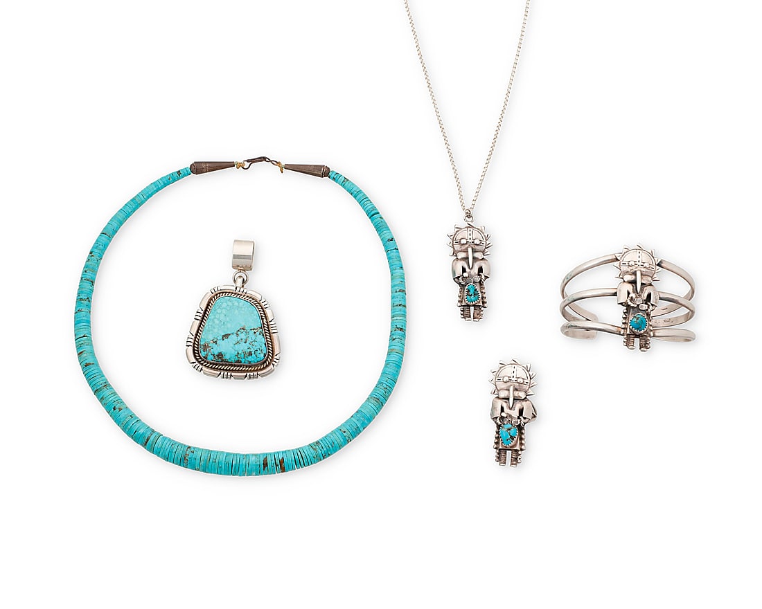 A group of Southwest silver and turquoise jewelry (1 of 2)
