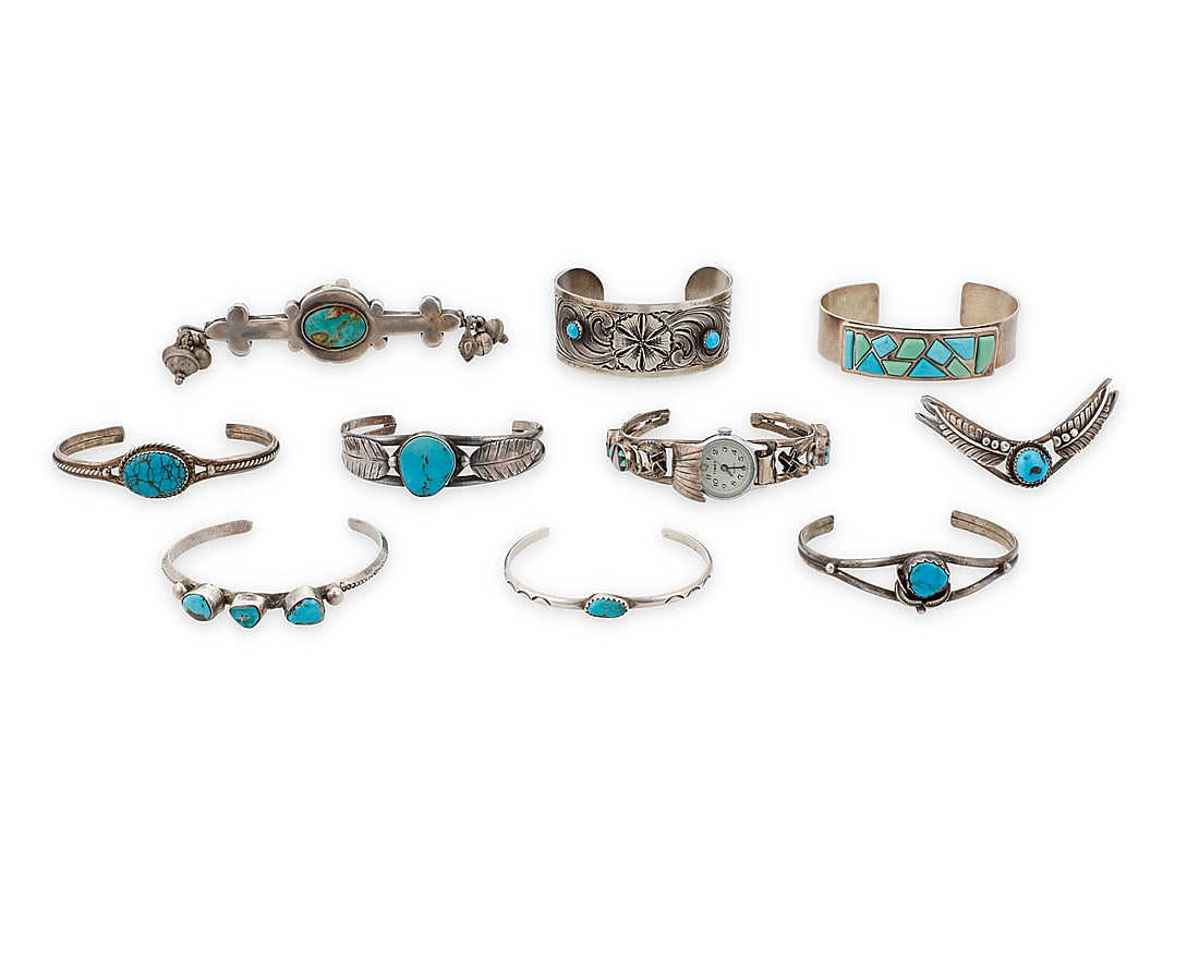 A group of Southwest style silver and stone set jewelry (1 of 2)