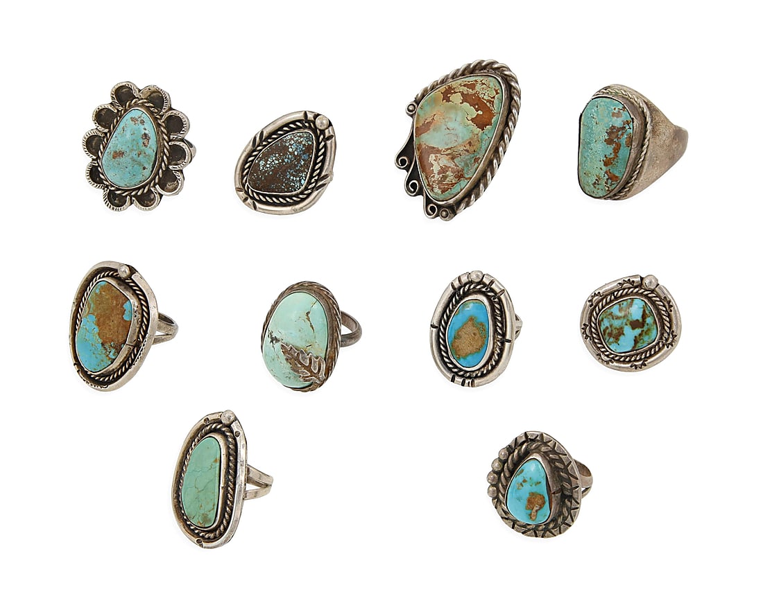 A group of Southwest silver and turquoise rings (1 of 1)