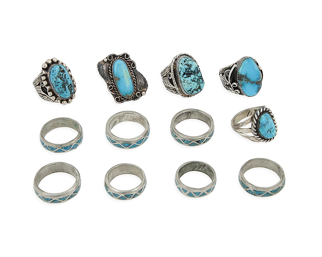 A group of Southwest silver and turquoise rings (1 of 1)