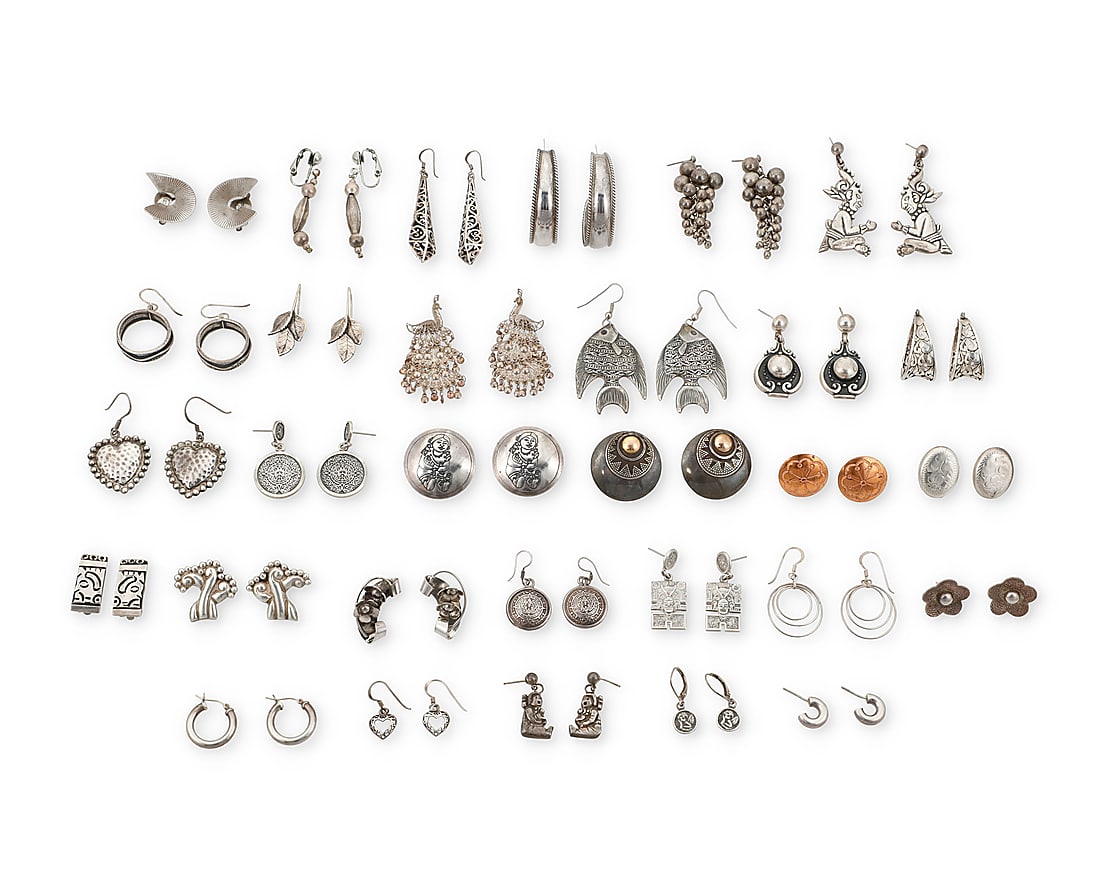 A group of Southwest style silver earrings (1 of 1)
