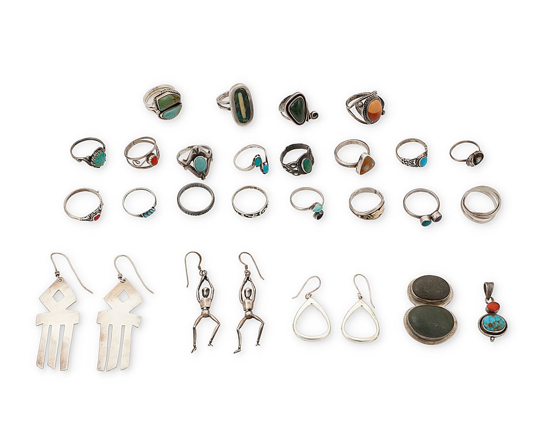 A group of Southwest style silver jewelry (1 of 1)