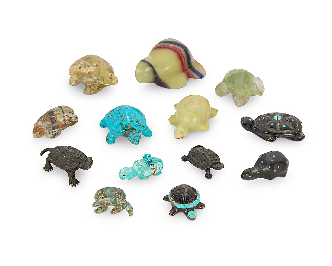 A group of eleven Zuni carved turtle fetishes (1 of 1)