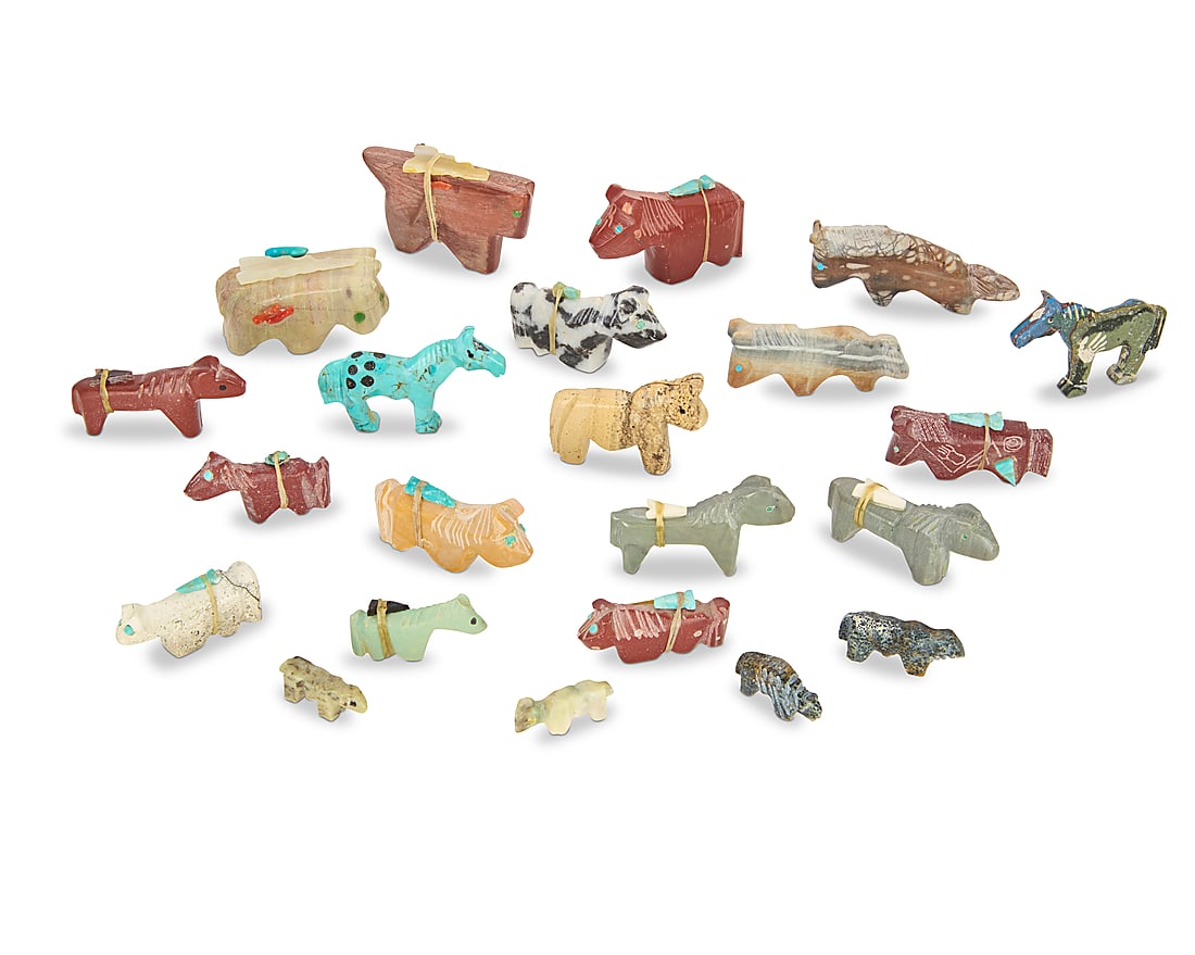A large group of Zuni carved stone horse fetishes (1 of 1)