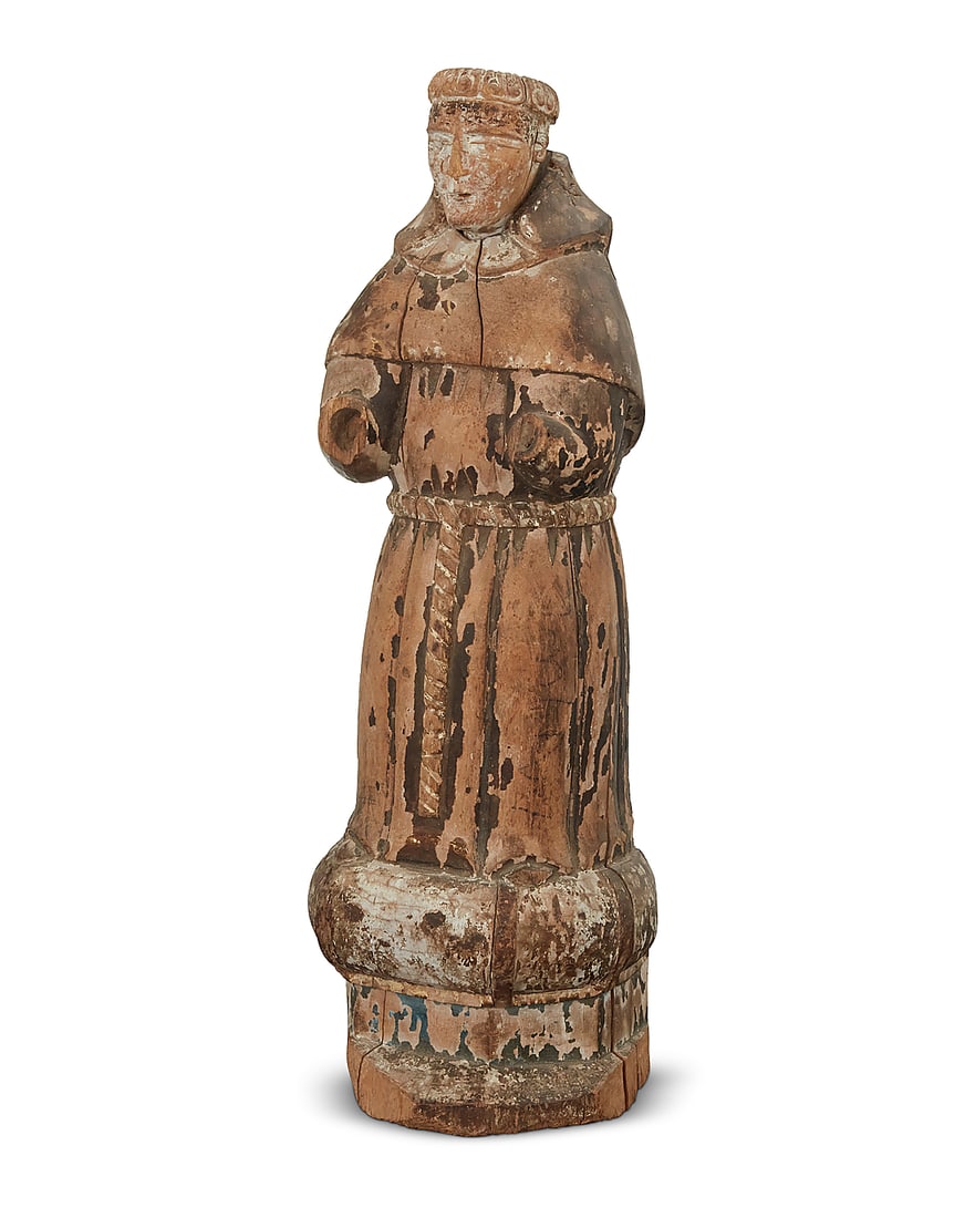 A Spanish Colonial polychrome carved wood santo bulto (1 of 5)