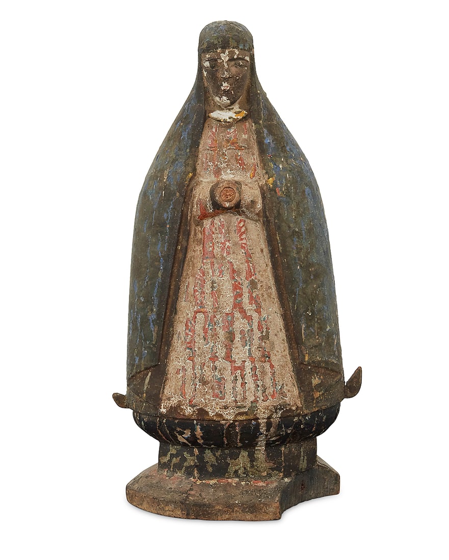 A Spanish Colonial polychrome carved wood santo bulto (1 of 5)