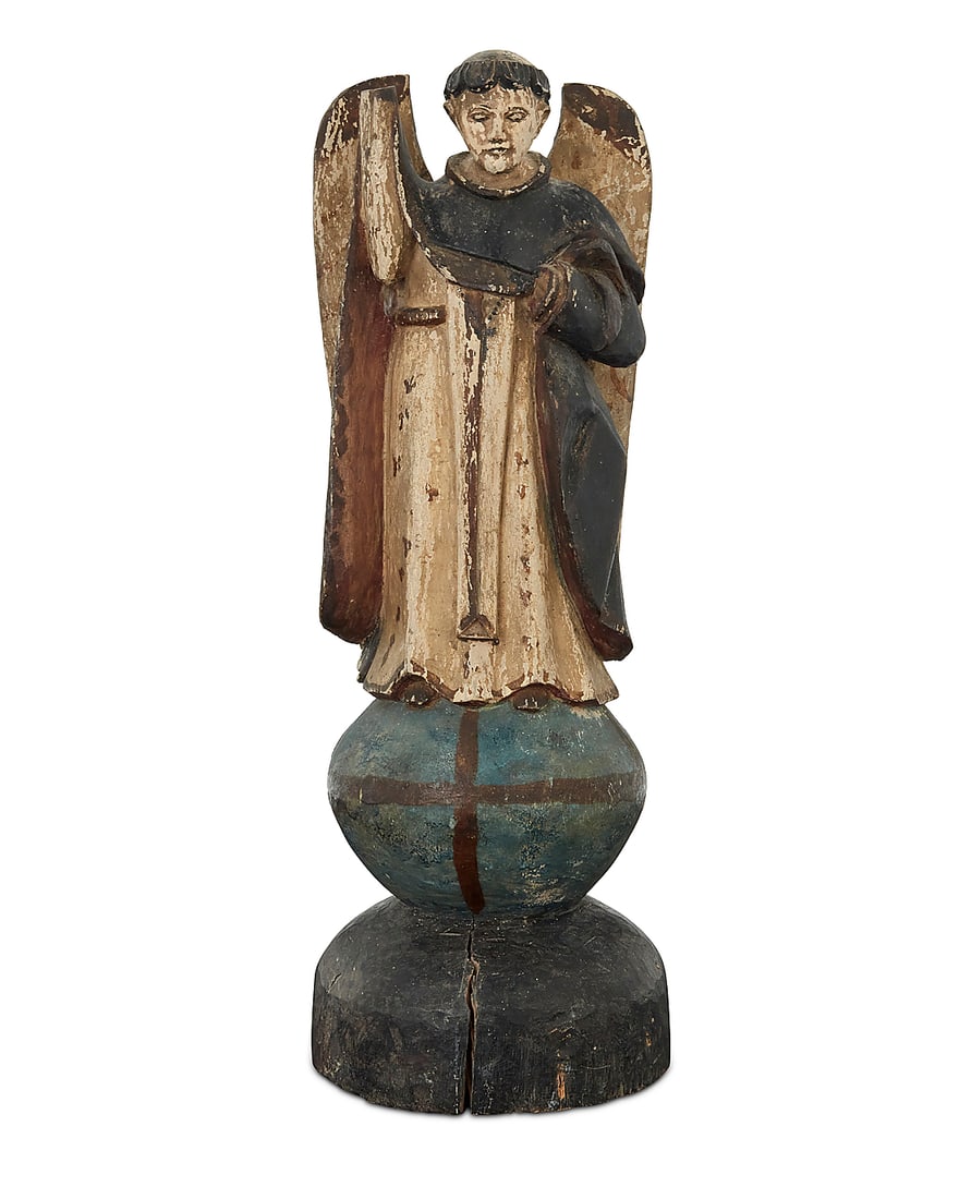 A Spanish Colonial polychrome carved wood santo bulto (1 of 5)