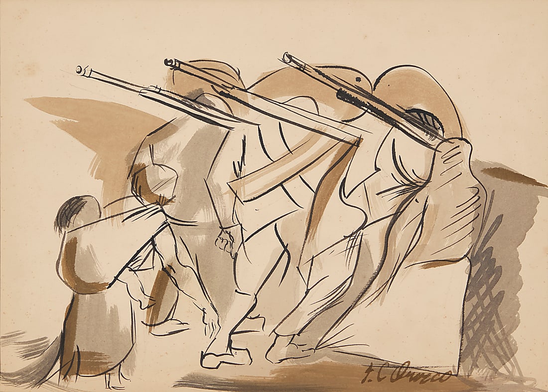 Jose Clemente Orozco (1883-1949, Mexican), Untitled (figures): Jose Clemente Orozco (1883-1949, Mexican) Untitled (figures) Watercolor and ink on paper Signed lower right: J.C. Orozco Sheet: 10" H x 13.5" W Provenance: Private collection, Temecula, CA