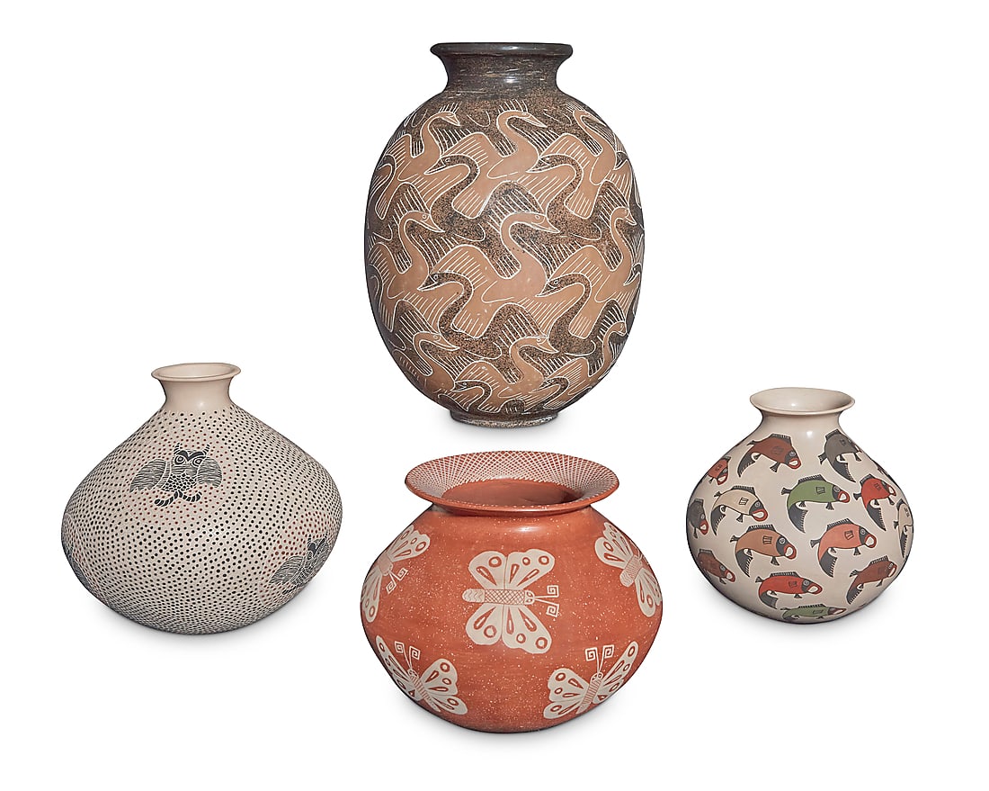 Four Mata Ortiz polychrome pottery ollas (1 of 13)