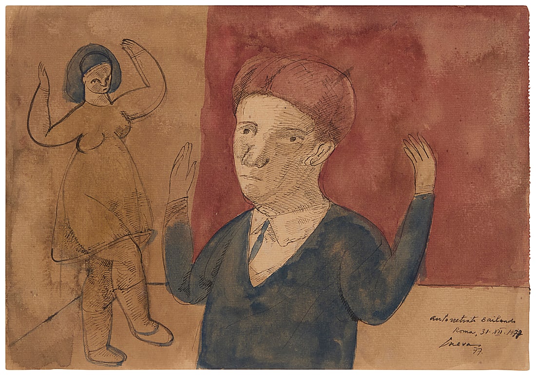 Jose Luis Cuevas (1934-2017, Mexican), "Autorretrato Bailando" (Self Portrait Dancing), 1977 (1 of 5)