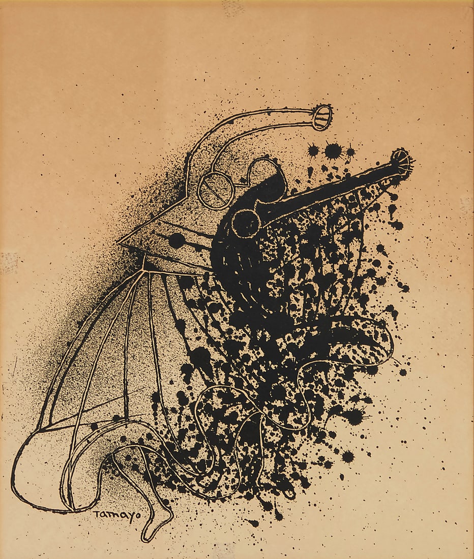 After Rufino Tamayo (1899-1991, Mexican), "The Dancer": After Rufino Tamayo (1899-1991, Mexican) "The Dancer" Lithograph on cream paper From the edition of unknown size and date Signed as part of the image lower left Image: 12.5" H x 11" W; Sight: 13.125"