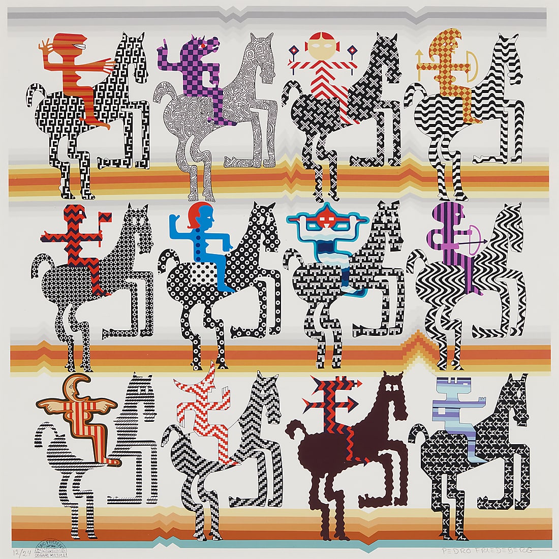 Pedro Friedeberg (1936-2026, Mexican), "Amazonas Odiosonas": Pedro Friedeberg (1936-2026, Mexican) "Amazonas Odiosonas" Giclee in colors on paper in artist's frame Edition: 12/24 Signed and numbered in pencil, and with the artist's black ink stamp, all in the