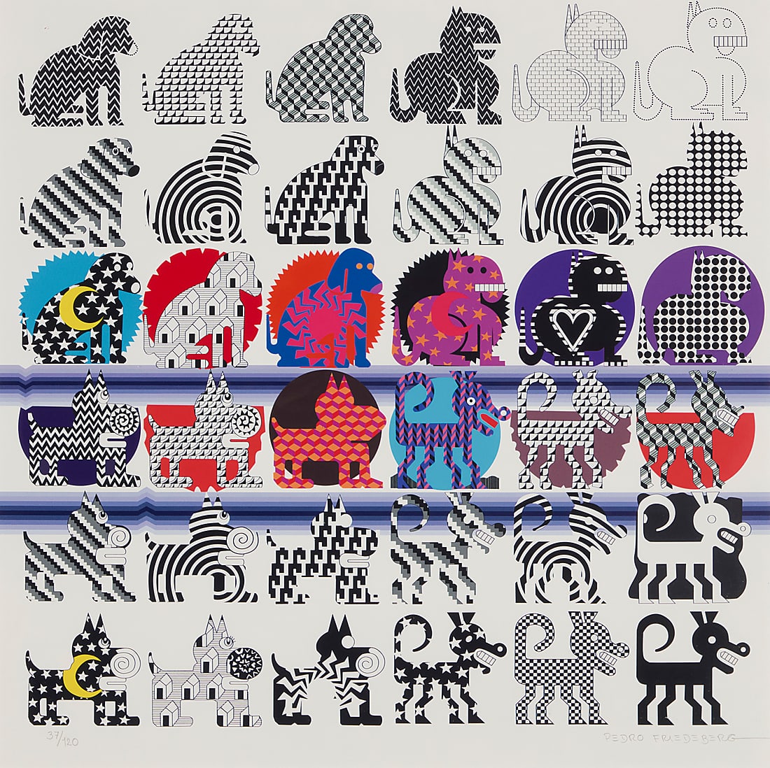 Pedro Friedeberg (1936-2026, Mexican), "Perros" (Dogs), 1994 (1 of 6)